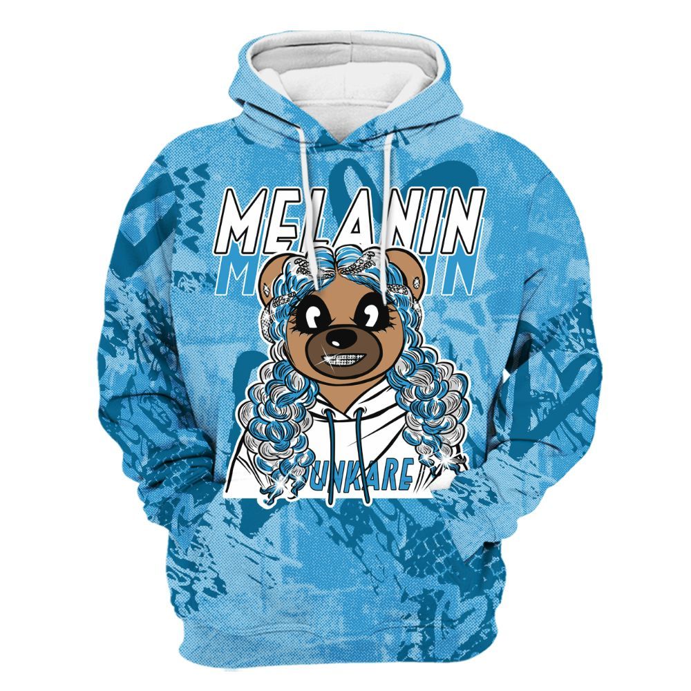 Hoodie To Match Powder Blue 9s - Pigments Bear Heart Grunge All Over Print