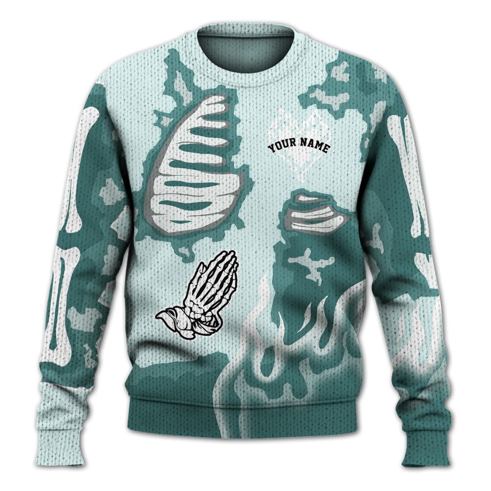 Sweater To Match KD 4 Easter Mint Candy - Dislike Us Burning Custom Name Graphic