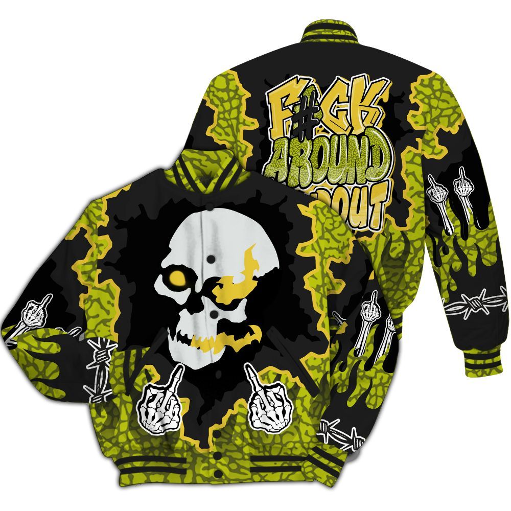 Varsity Jacket To Match Dunk Low QS Halloween Skull - F Around Find Out Graphic Trapped All Over Print