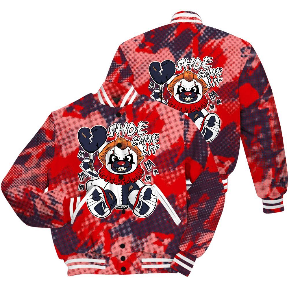 Varsity Jacket To Match Low OG Howard University 1s Shirt - Shoe Game Bear Abstract Halftone All Over Print