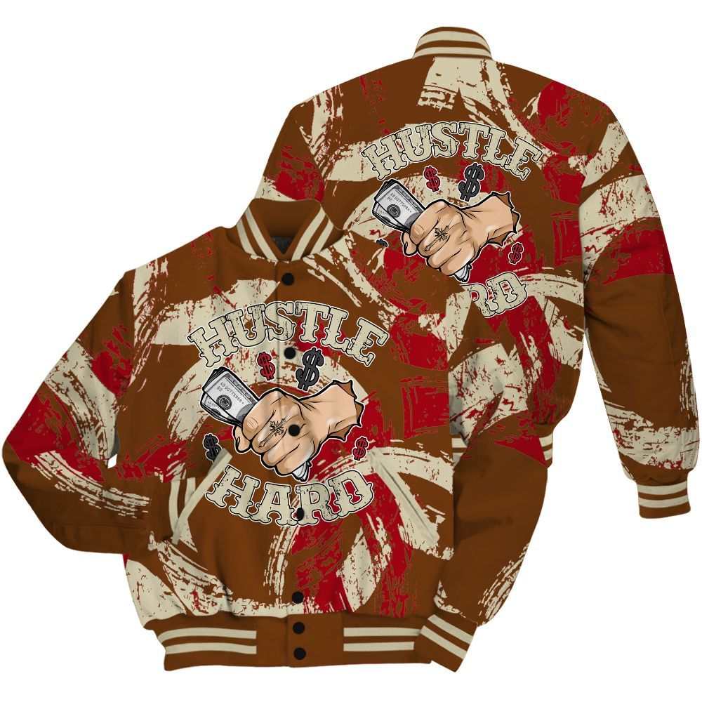 Varsity Jacket To Match Archaeo Brown 5s Shirt - Hustles Hard! Splash All Over Print