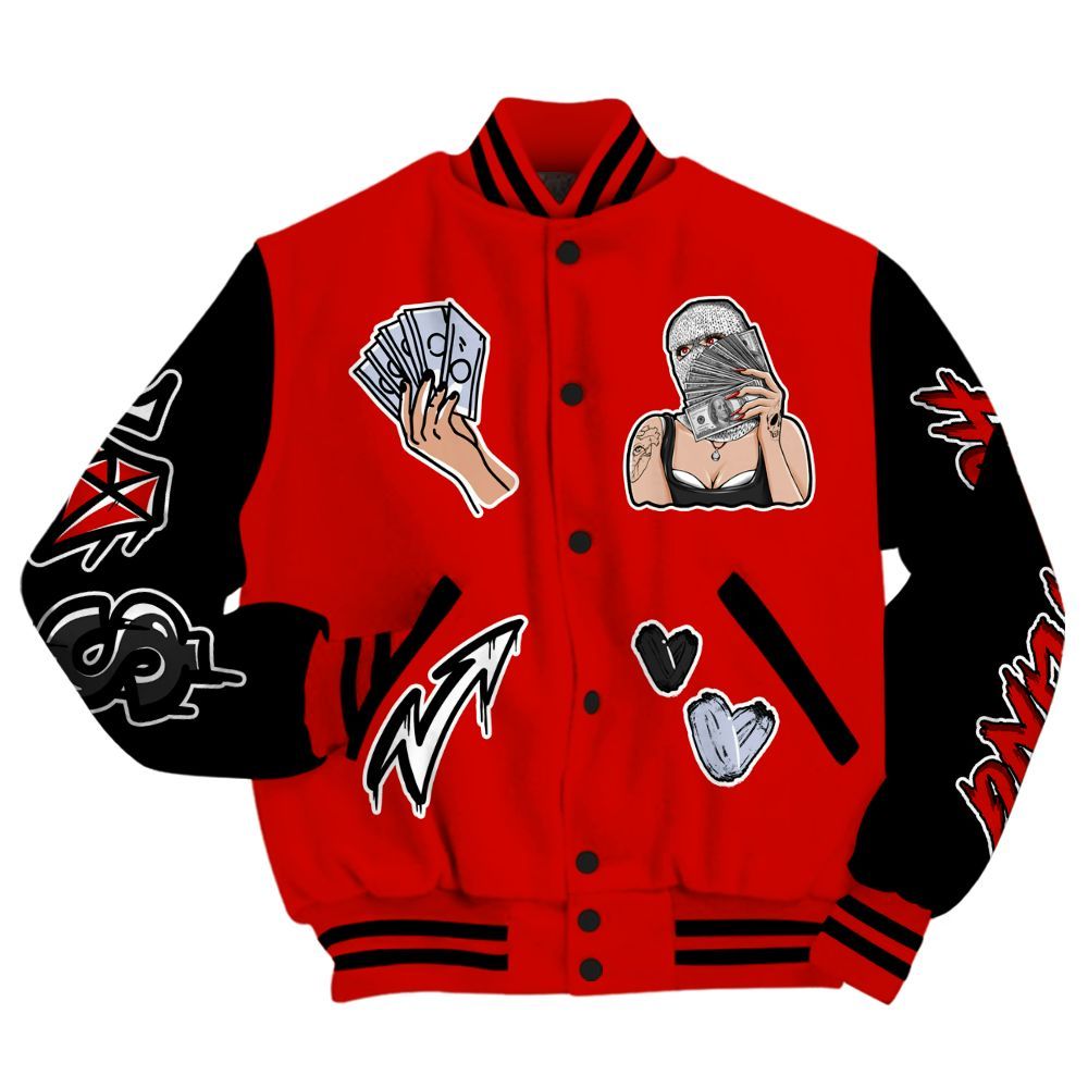 Varsity Jacket To Match Fire Red 6s - Hustling Unique All Over Print