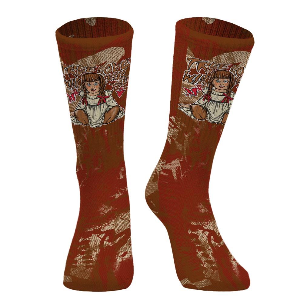 Sock To Match Archaeo Brown 5s - Genuine Loves Bear Halloween Heart Grunge