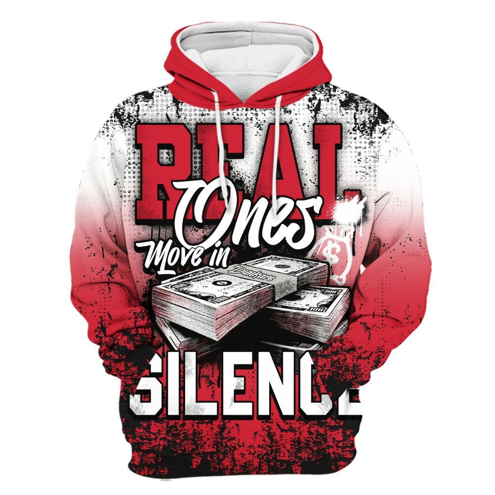 Hoodie To Match Flight Club 4s - Move In Silence Money Street Retro All Over Print