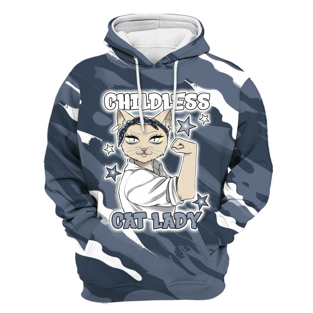 Hoodie To Match Low Diffused Blue 11s - Childless Kat Lady All Over Print
