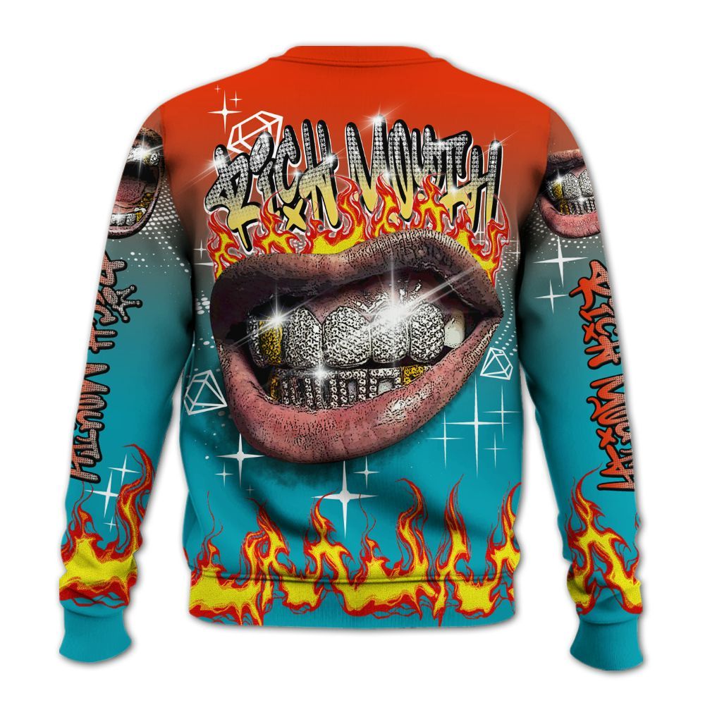 Sweatshirt To Match Dunk Low KD 17 N7 - Rich Mouth Fire Rap Retro 90s All Over Print