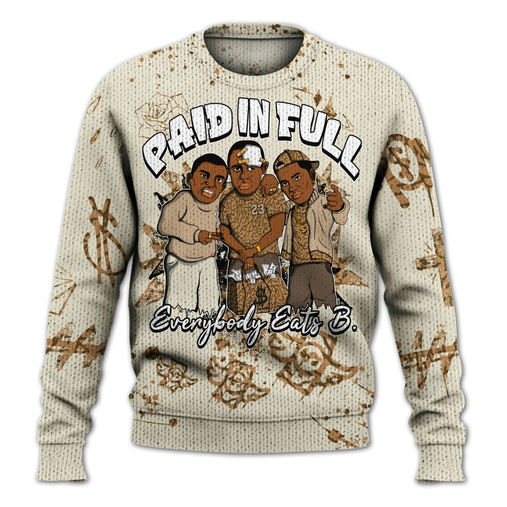Knitted Sweater To Match Orewood Brown 3s - Everybody Paid In Full Crayon