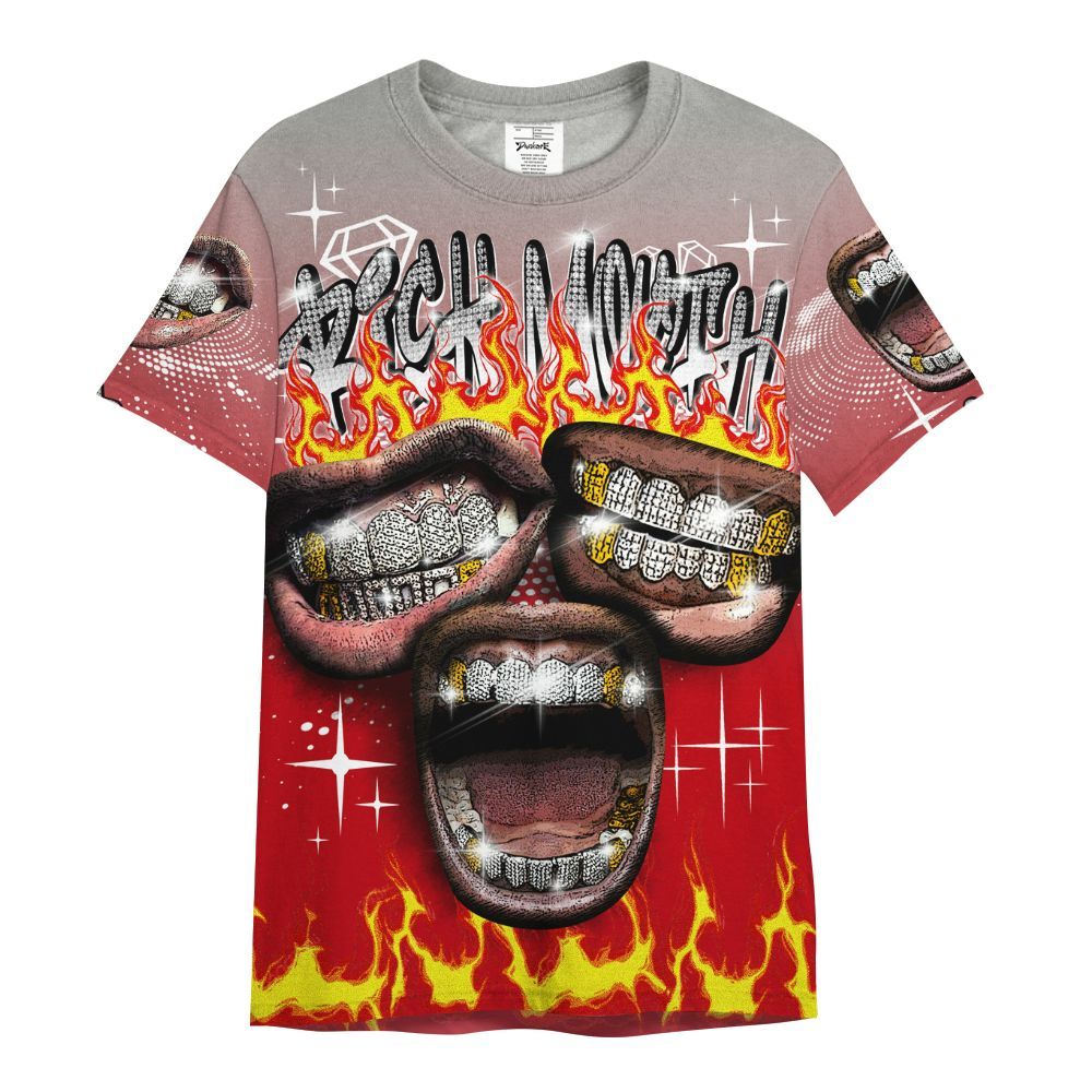 Shirt To Match Air Griffey Max Gray Reds 1s - Rich Mouth Fire Rap Retro 90s All Over Print