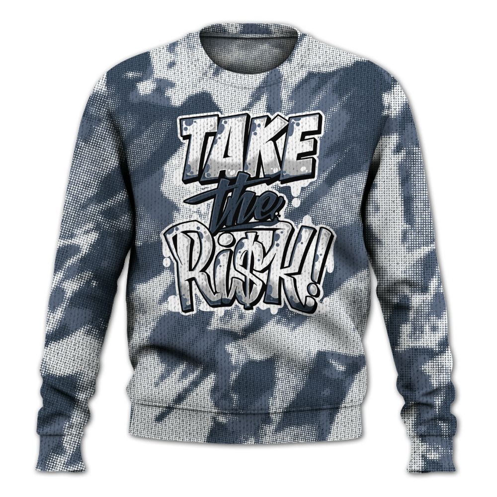 Knitted Sweater To Match Low Diffused Blue 11s - Take Risks Abstract