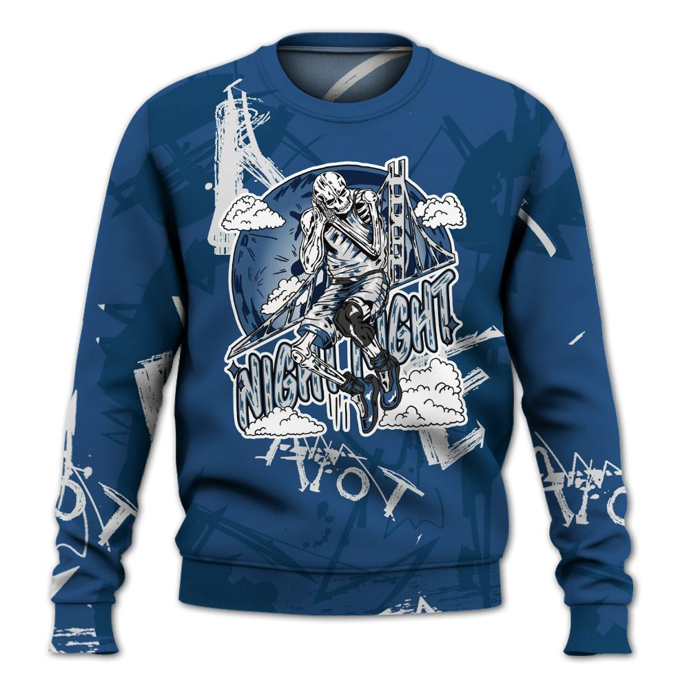 Sweatshirt To Match High OG Midnight Navy 1s - Seeya Skeleton Messyz All Over Print