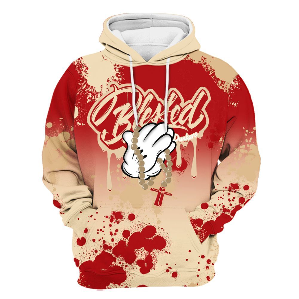 Hoodie To Match Dunk Low Strawberry Waffle - God Blessed Dripping All Over Print
