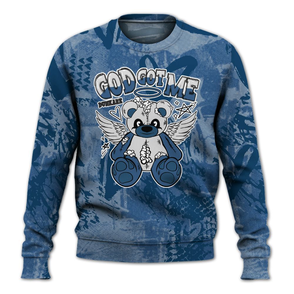 Sweatshirt To Match High OG Midnight Navy 1s - Gods Guides Me Bear Heart Grunge All Over Print