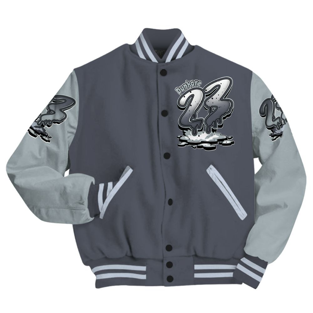 Varsity Jacket To Match Retro Wolf Grey 5s - Custom Name 23 Drip All Over Print