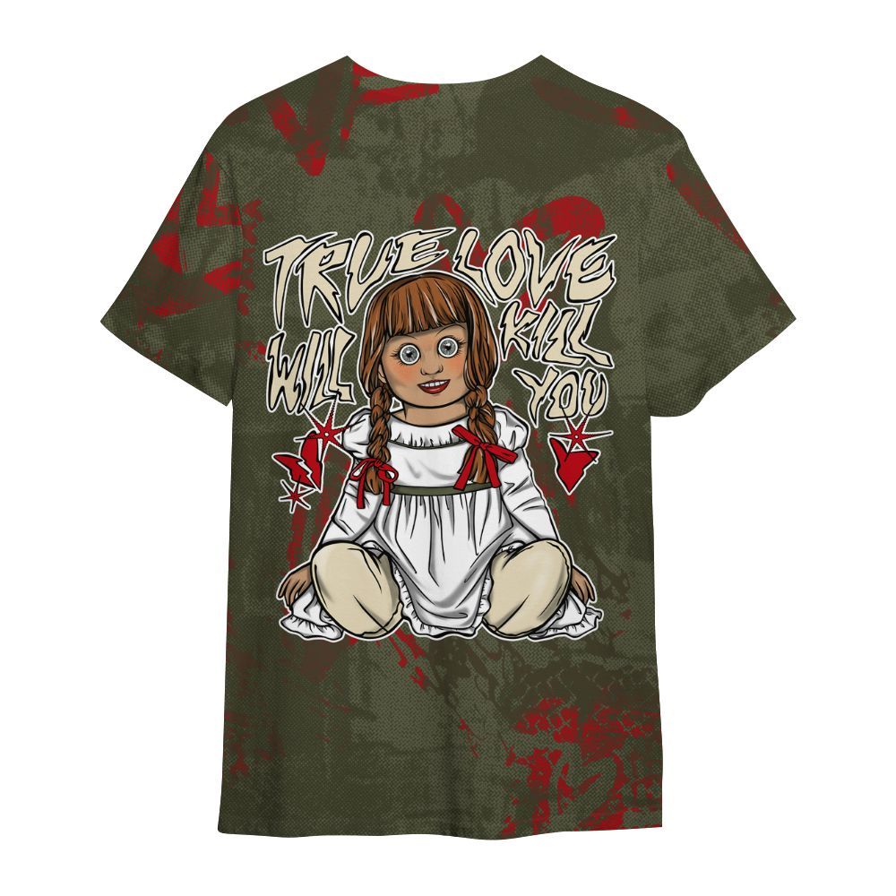 Shirt To Match Travis Scott Low OG Medium Olive 1s - Genuine Loves Bear Heart Grunge All Over Print