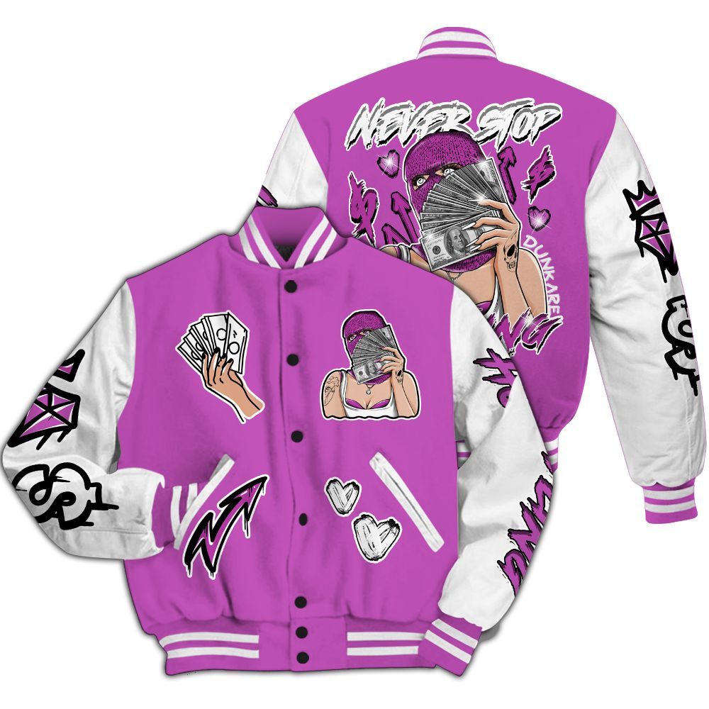 Varsity Jacket To Match Hyper Violet 4s - Hustling Unique All Over Print