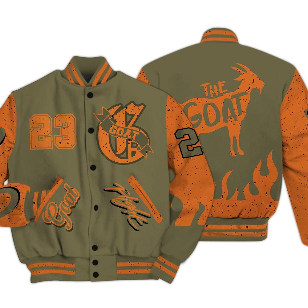 Varsity Jacket To Match Olive 5s - The G.O.A.T Flight Streetwear Baseball Varsity Jacket Unisex Outfit