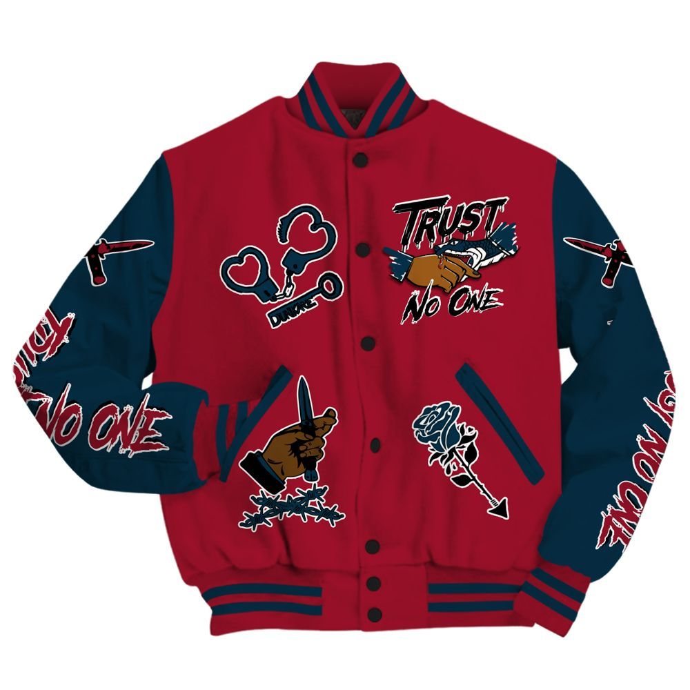 Varsity Jacket To Match Mid Multi Color 2022 1s - Trust No One Dripping All Over Print