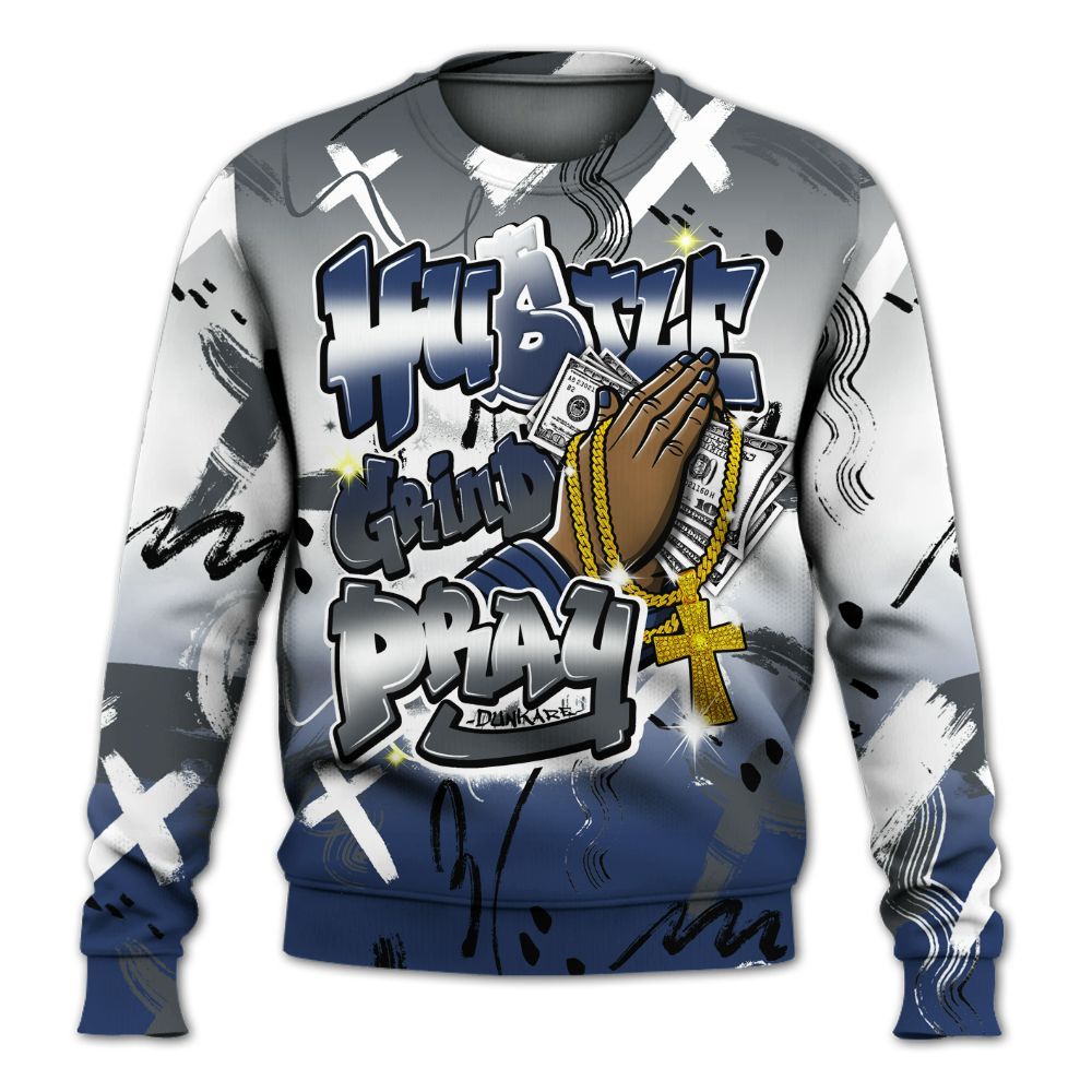 Sweatshirt To Match Retro Flint 13s - Money Hustle Grind Pray All Over Print