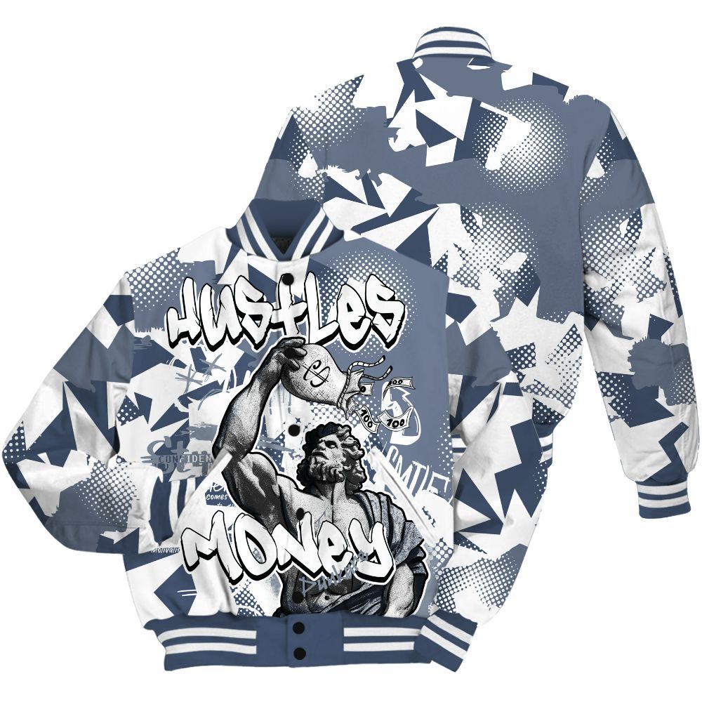 Varsity Jacket To Match Low Diffused Blue 11s - Huslte Money Retro All Over Print