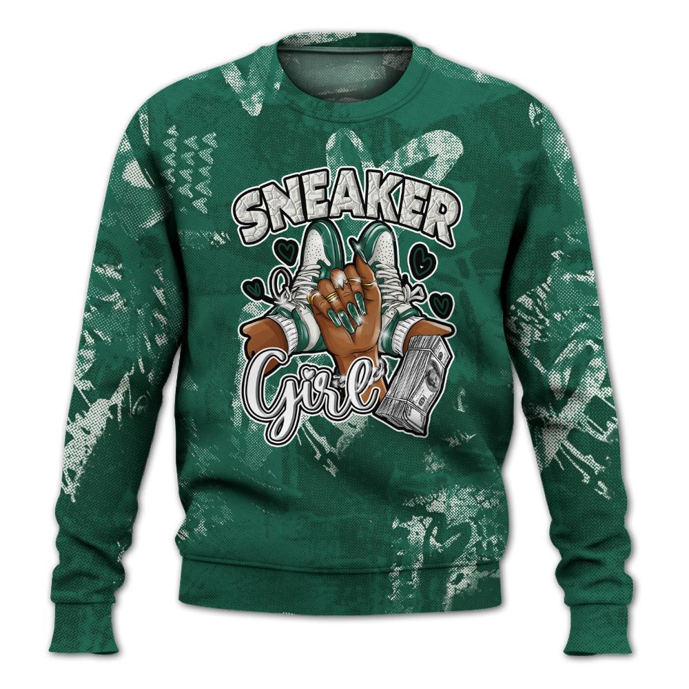 Sweatshirt To Match Oxidized Green 4s - Sneakerz Girlz Heart Grunge All Over Print