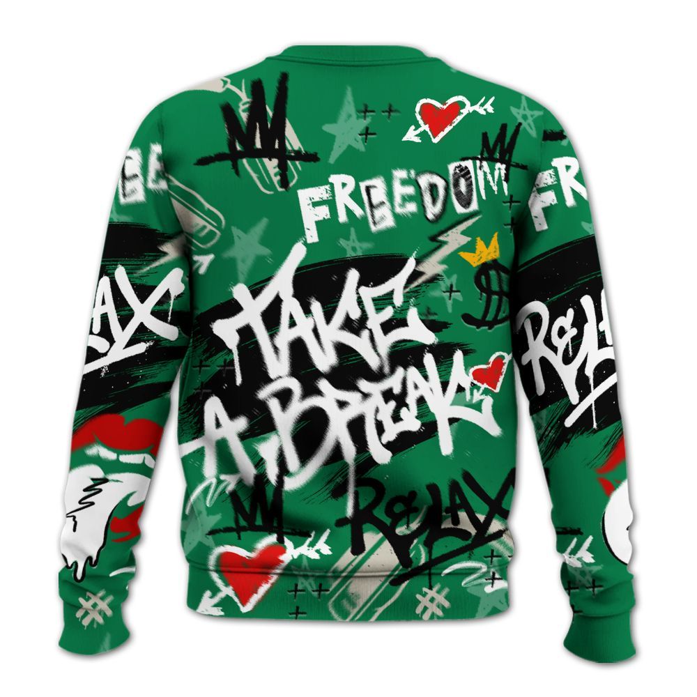 Sweatshirt To Match Lucky Green 2s - Take Break Freedom Graffiti Streetwear All Over Print