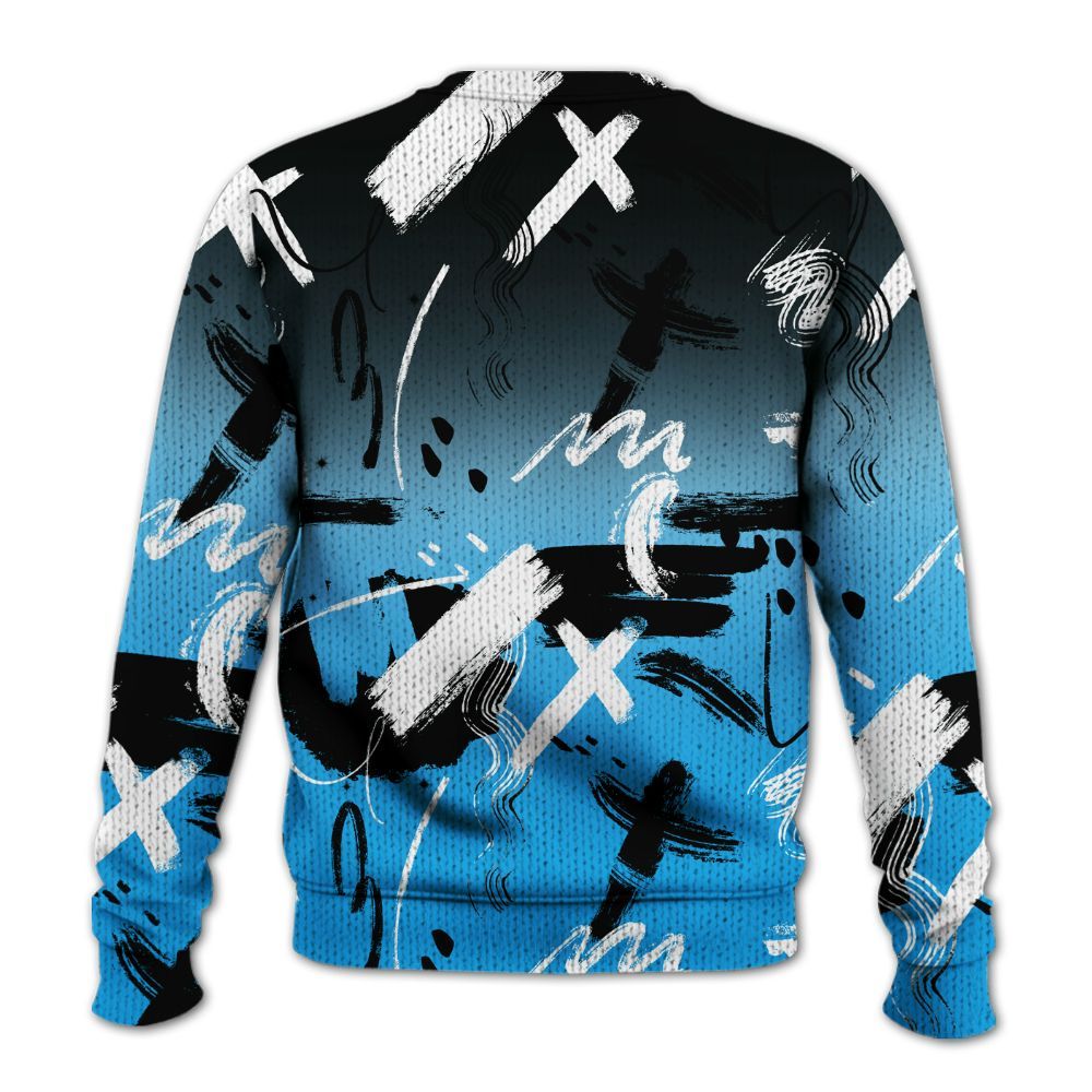 Knitted Sweater To Match Black University Blue 2022 13s - Money Hustle Grind Pray