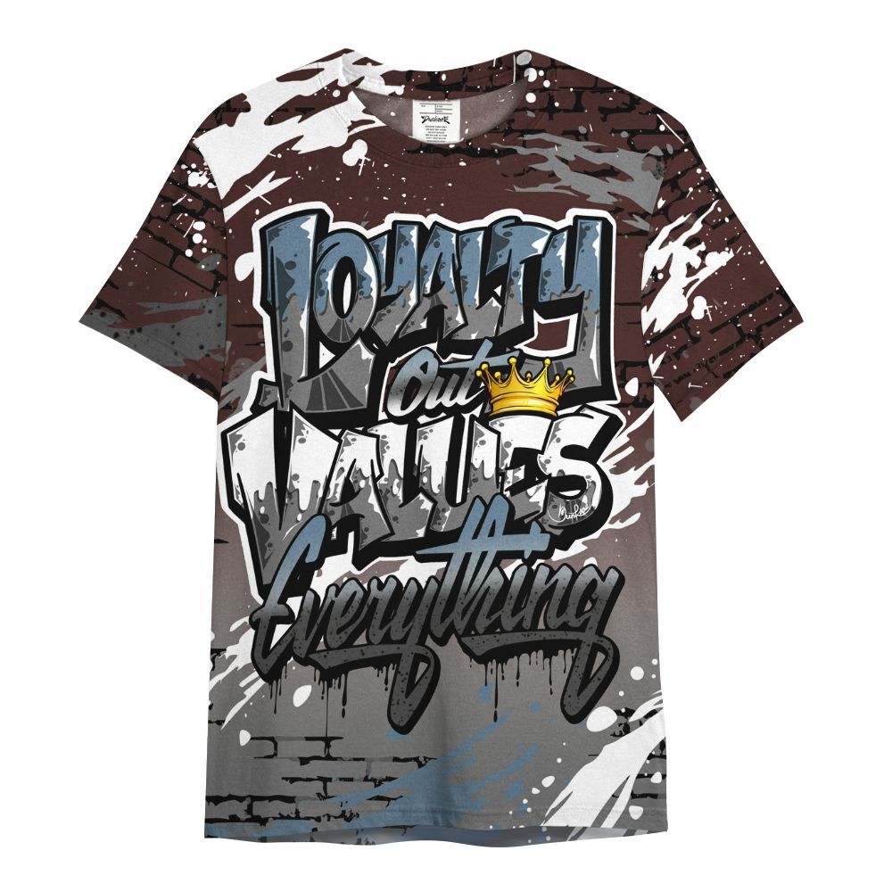 Shirt To Match Burgundy 5s - Values Of Loyalty Drip All Over Print