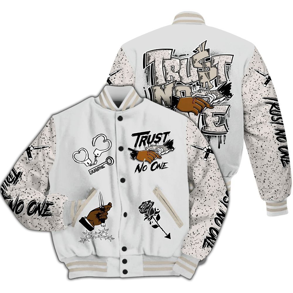 Varsity Jacket To Match Retro Reverse Metallic 5s - Trust No One Dripping All Over Print