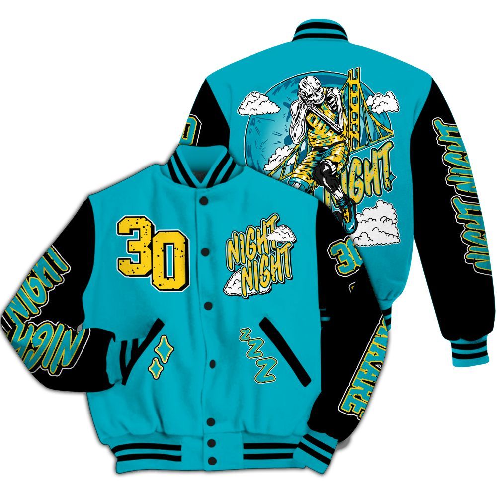 Varsity Jacket To Match Retro Aqua 5s - Seeya Skeleton All Over Print