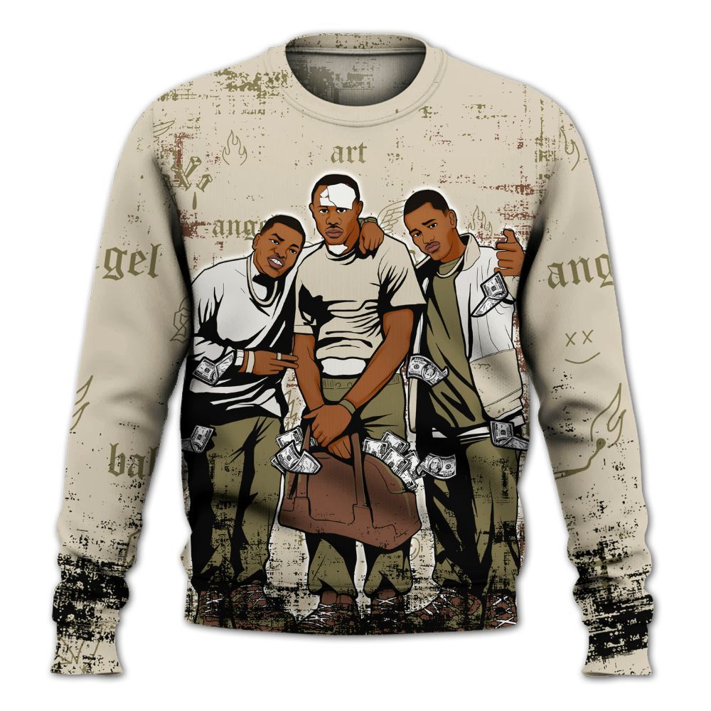 Sweatshirt To Match Sail Neutral Olive 6s - Paid In Full Money All Over Print