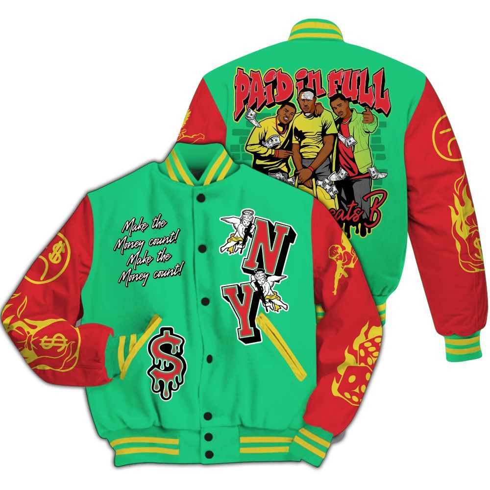 Varsity Jacket To Match Ja 3 Jurassic Park Explorer - Paid In Full Money Graphic Varsity Jacket All Over Print