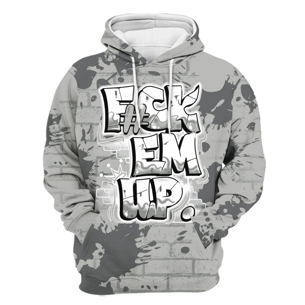 Hoodie To Match Retro Wet Cement 4s - F#ck Em Graphic Brick Art All Over Print
