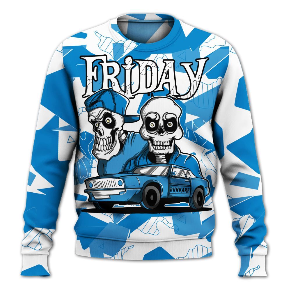 Sweatshirt To Match Industrial Blue 4s - Friday Funny Retro Military Blue 4s Outfit All Over Print