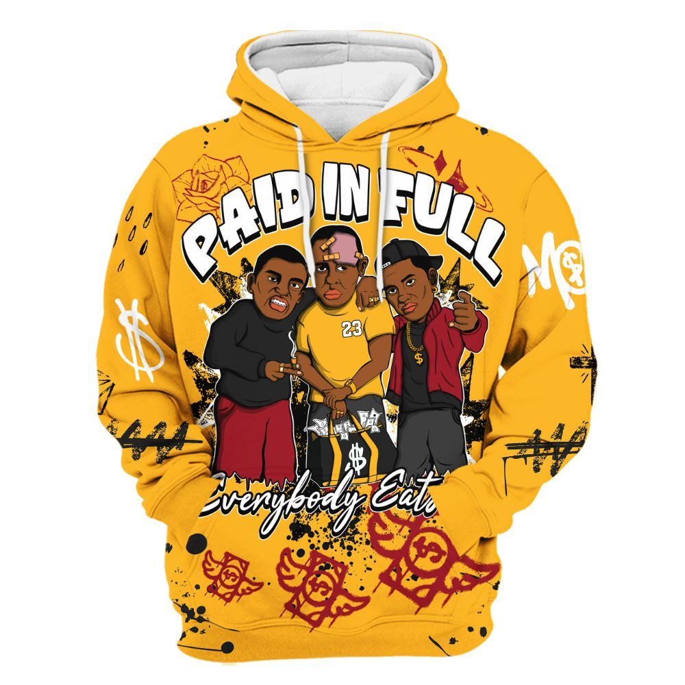 Hoodie To Match White Taxi 12s Shirt, Everybody Paid In Full Crayon All Over Print