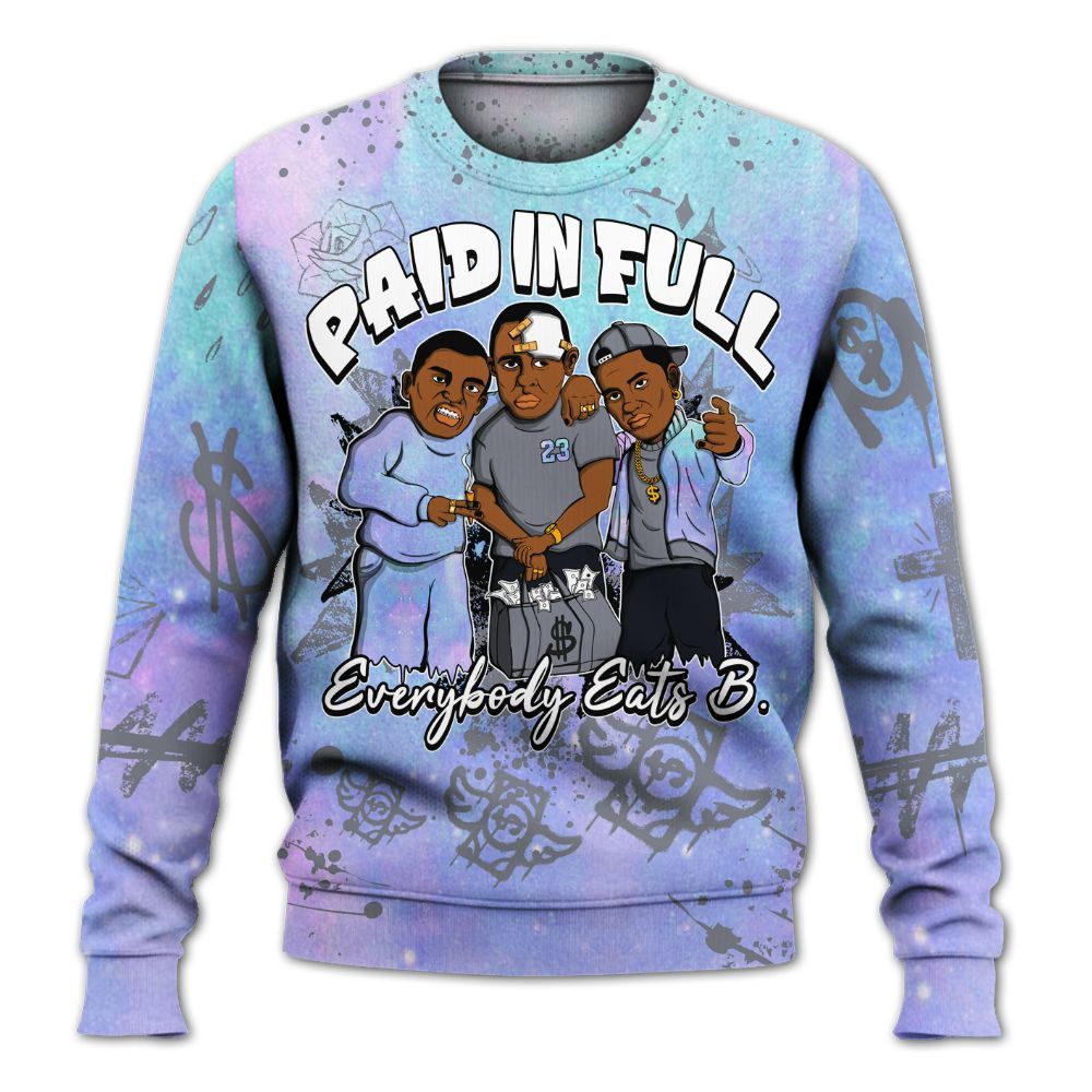 Sweatshirt To Match Zen Master 4s - Everybody Paid In Full Crayon All Over Print