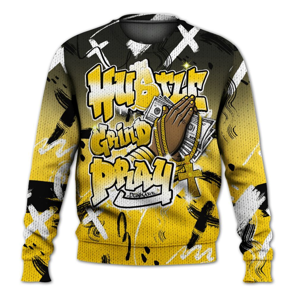 Knitted Sweater To Match Corteiz Air Max 95 Tour Yellow - Money Hustle Grind Pray