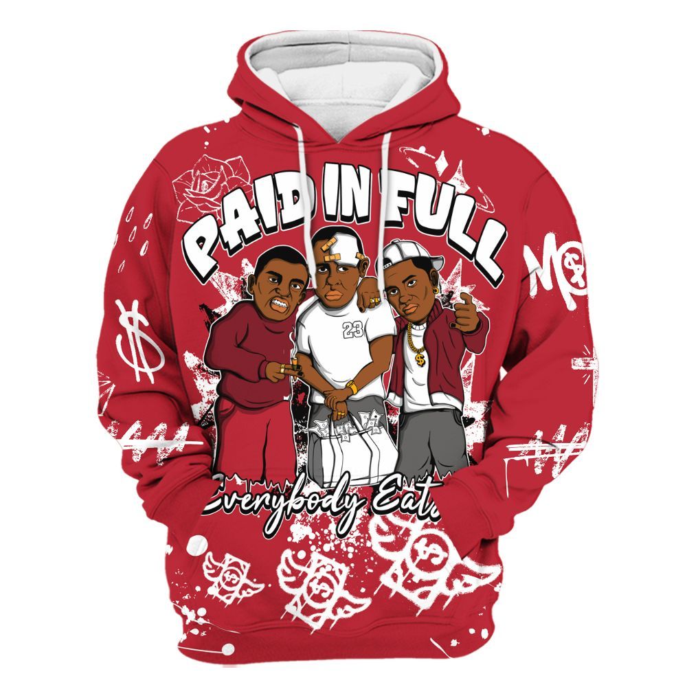 Hoodie To Match Red Flint 13s - Everybody Paid In Full Crayon All Over Print