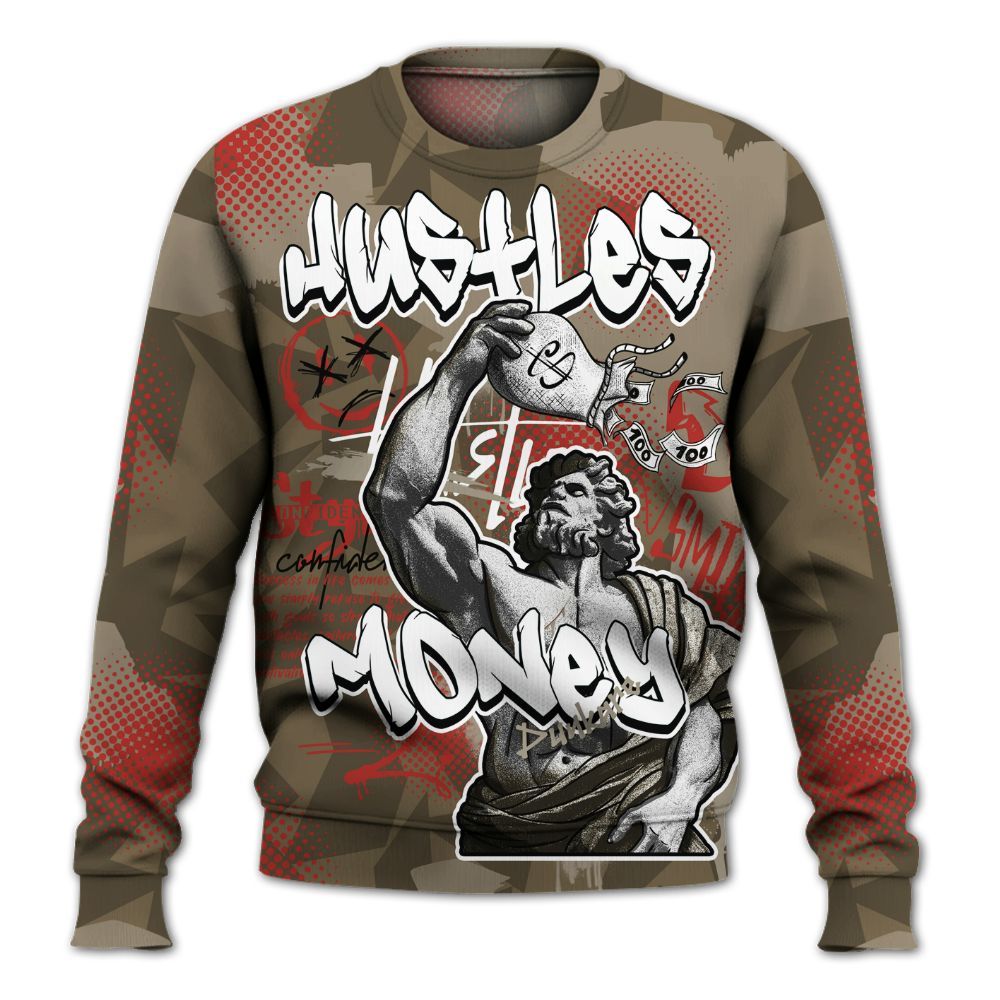 Sweatshirt To Match Olive 9s - Huslte Money Retro All Over Print