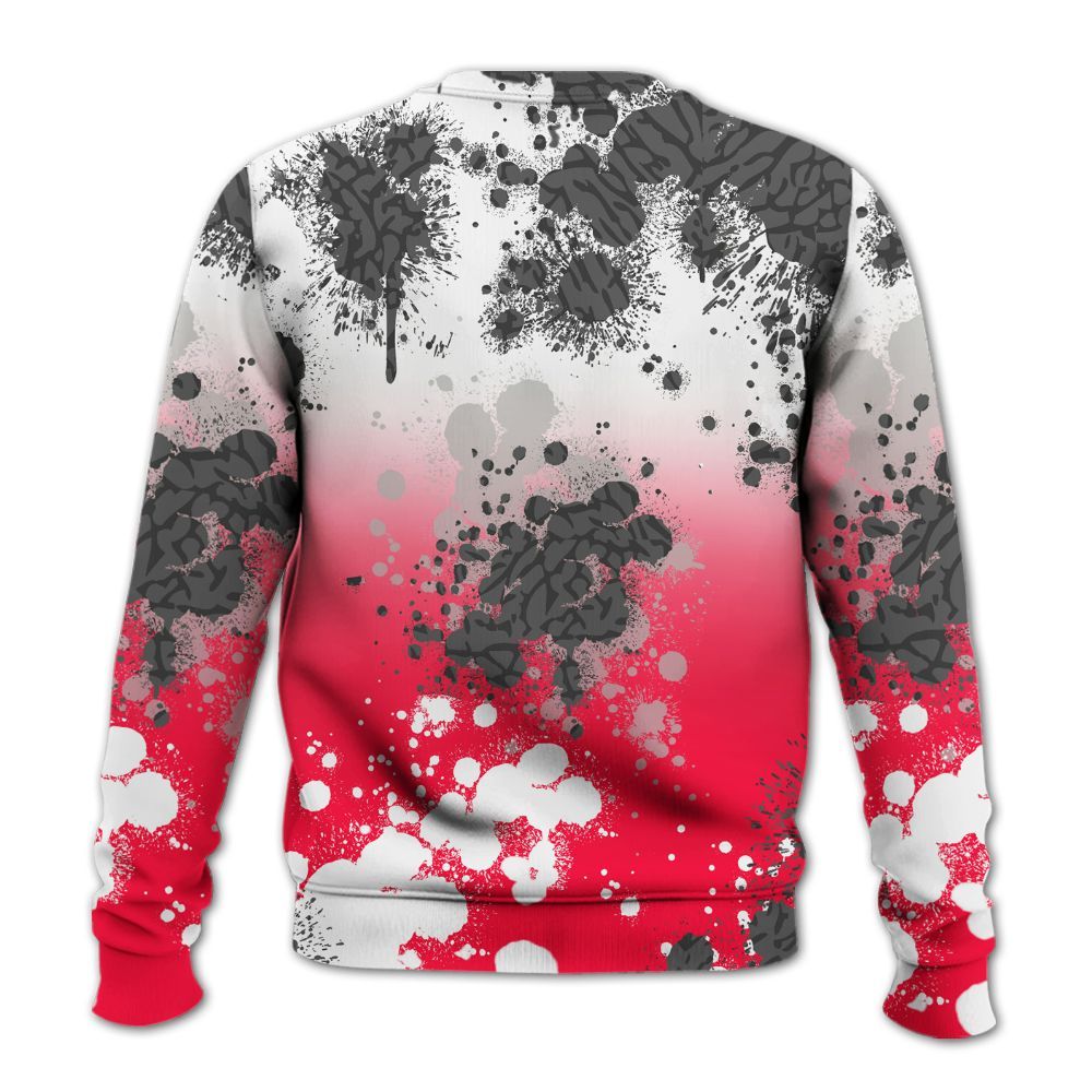Sweatshirt To Match Retro Fire Red 3s - God Blessed Ink Drip All Over Print