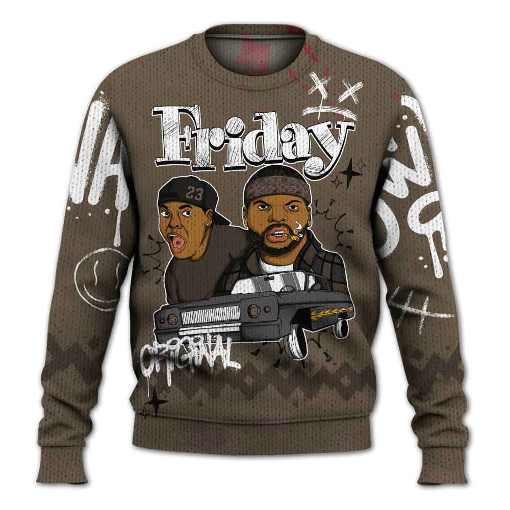 Sweater To Match AMM Dark Mocha 4s - Friday Sneaker Crayon Graphic