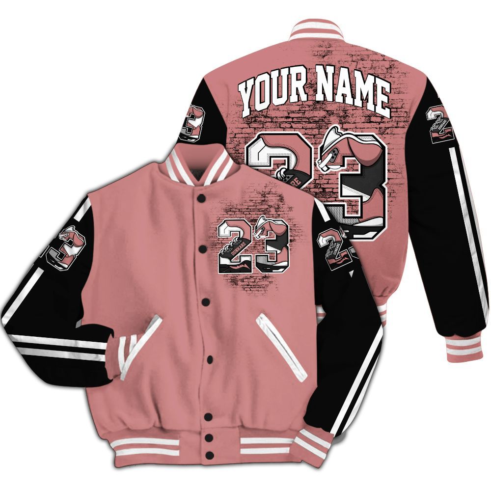 Varsity Jacket To Match Low OG Rust Pink 1s - Custom Name Number 23 5s All Over Print