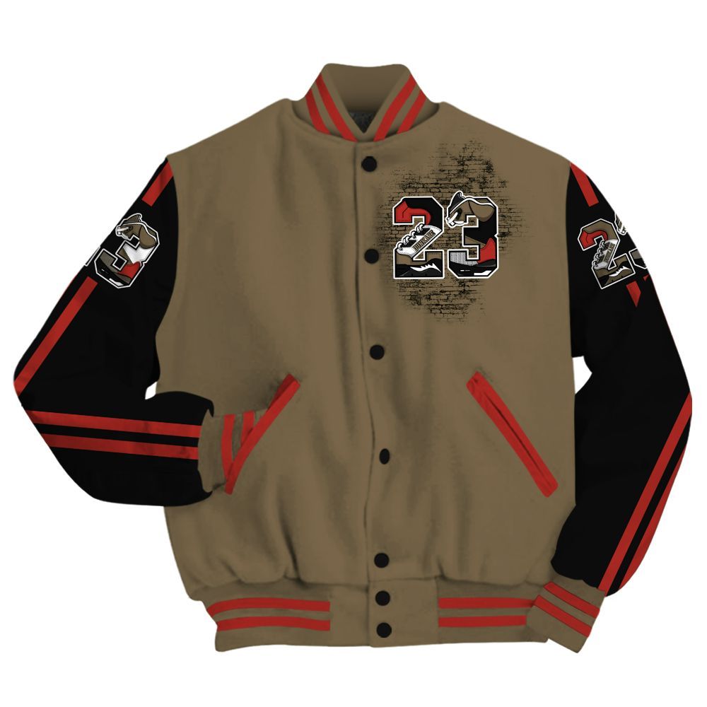 Varsity Jacket To Match Olive 9s - Custom Name Number 23 5s All Over Print