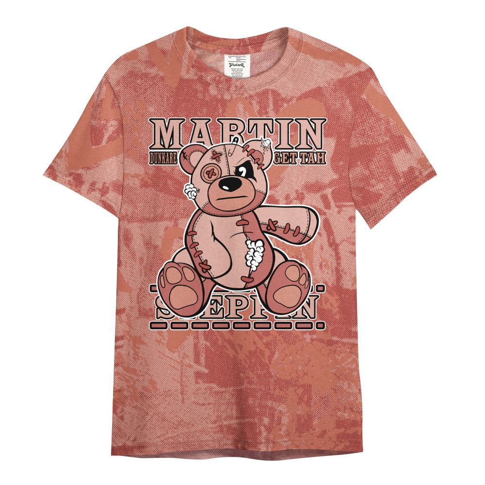 Shirt To Match Dune Red 13s - Tah Steppin Bear Heart Grunge All Over Print