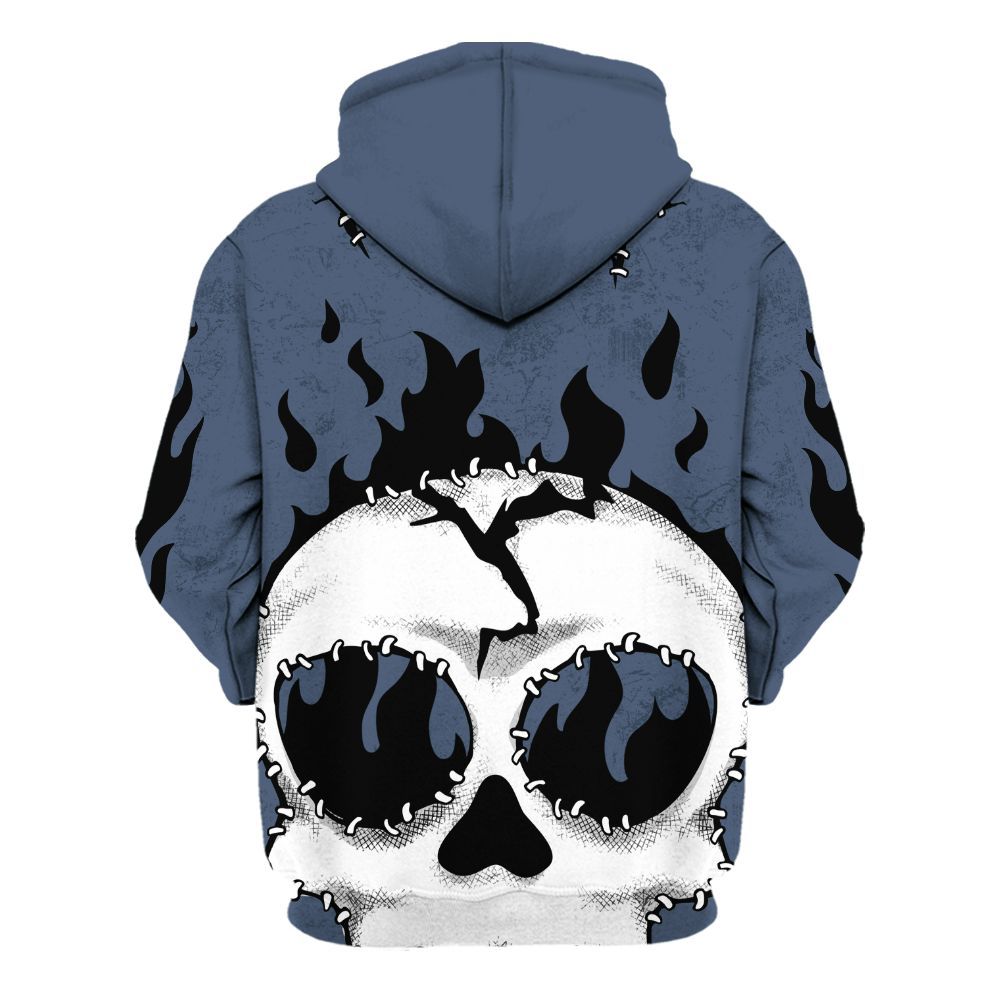 Hoodie To Match Low Diffused Blue 11s - Cracked Skull Stitches All Over Print