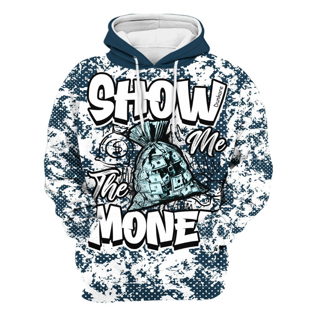 Hoodie To Match Air Navy Baltic Blue - Show Me The Money Retro All Over Print