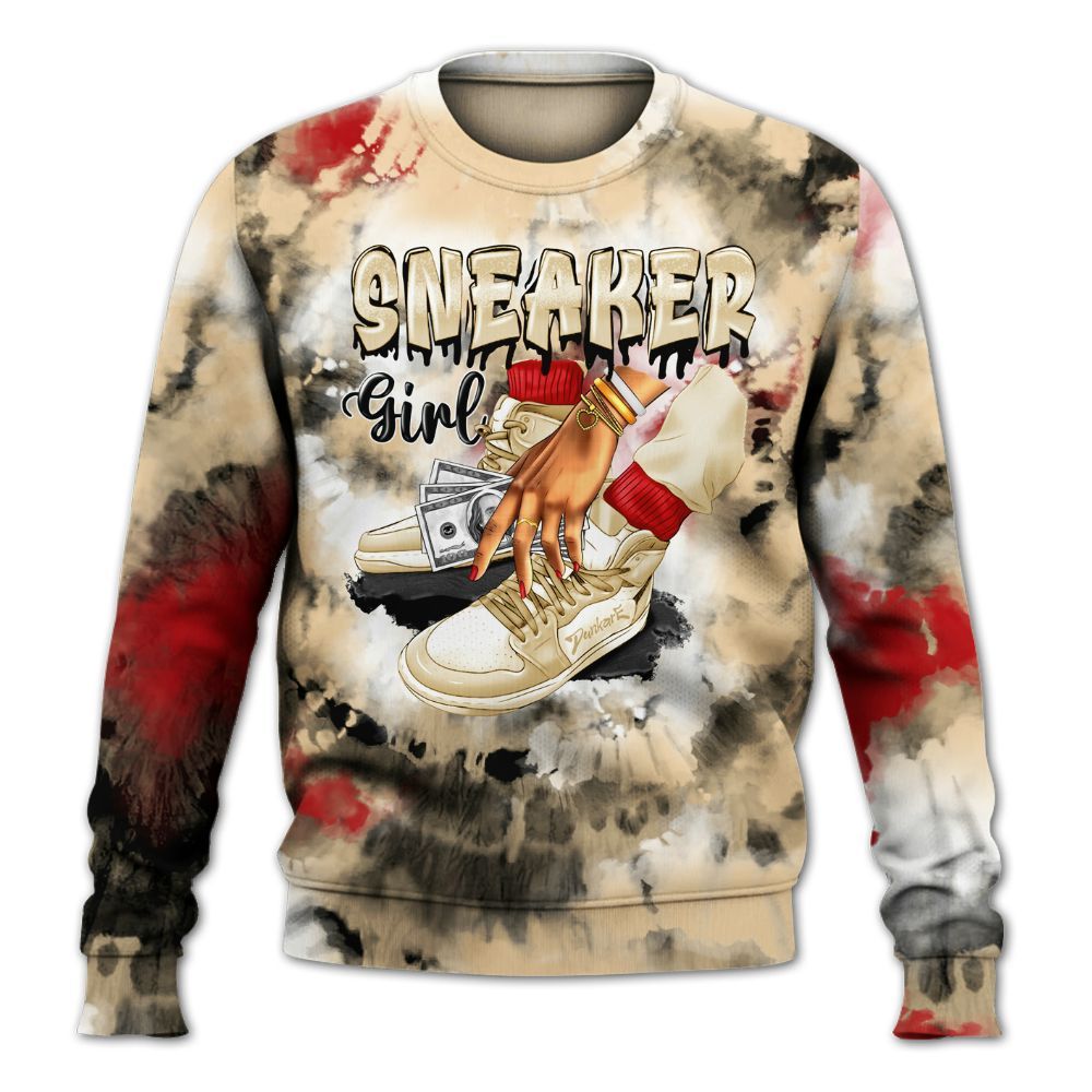 Sweatshirt To Match Dunk Low Strawberry Waffle - SNEAKER Girl Money Drip Tie Dye All Over Print