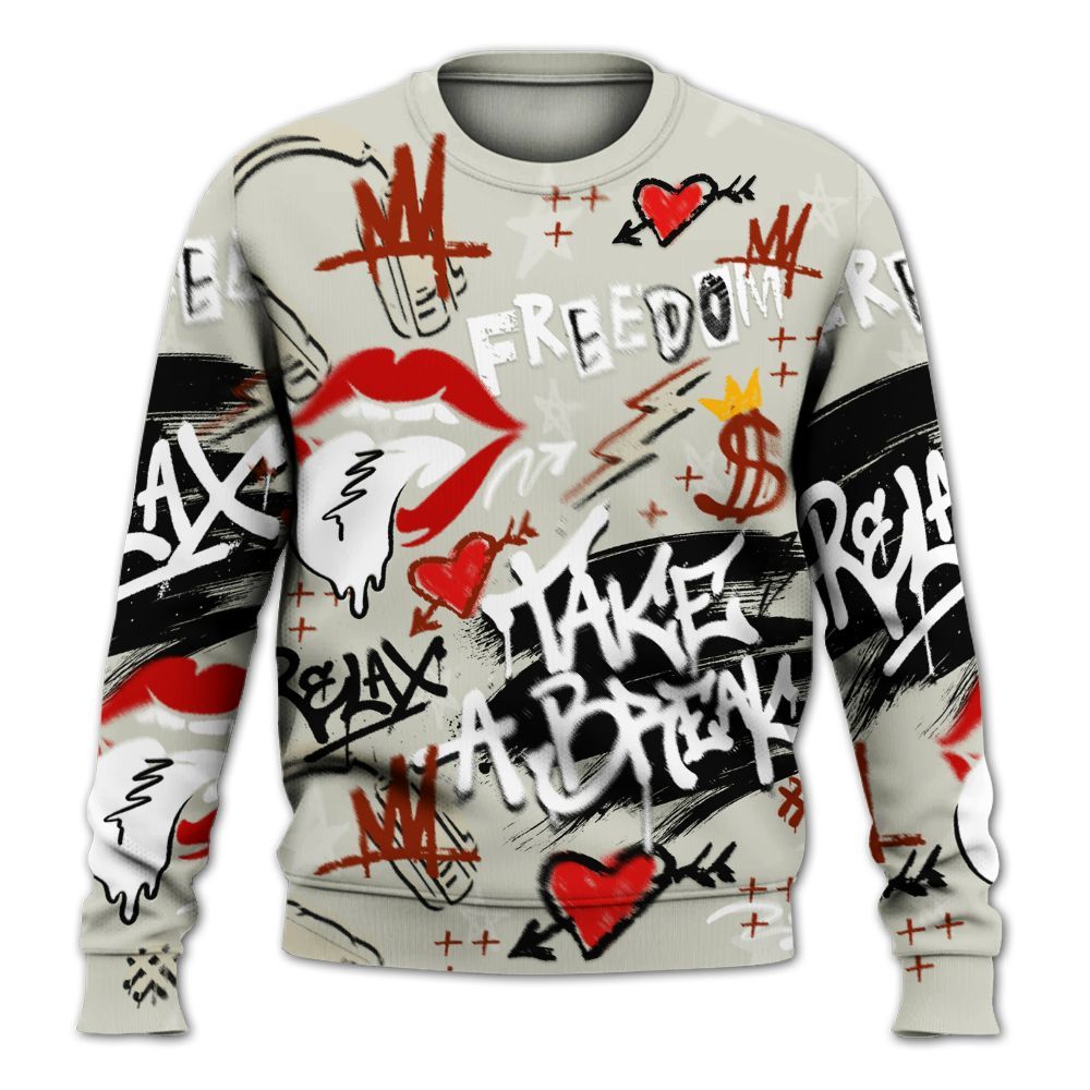 Sweatshirt To Match El Grito 5s - Take Break Freedom Graffiti Streetwear All Over Print