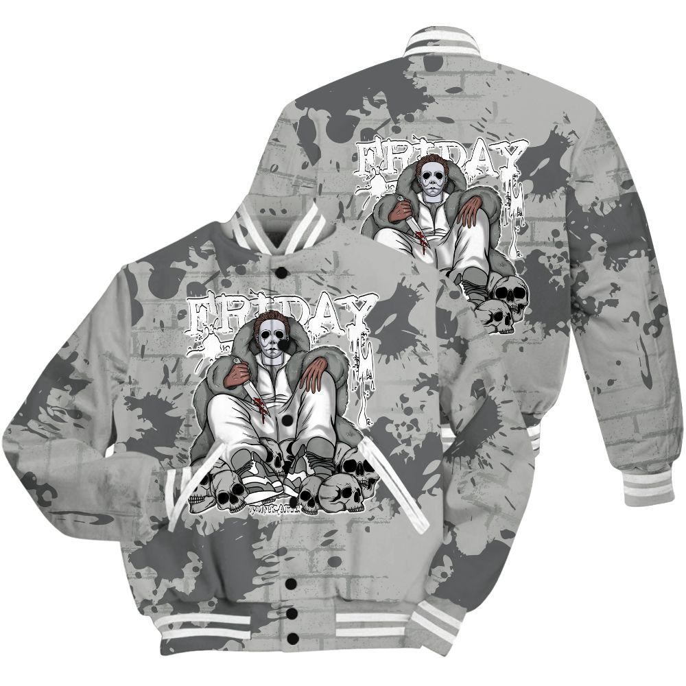 Varsity Jacket To Match Retro Wet Cement 4s Shirt - Friday Brick All Over Print