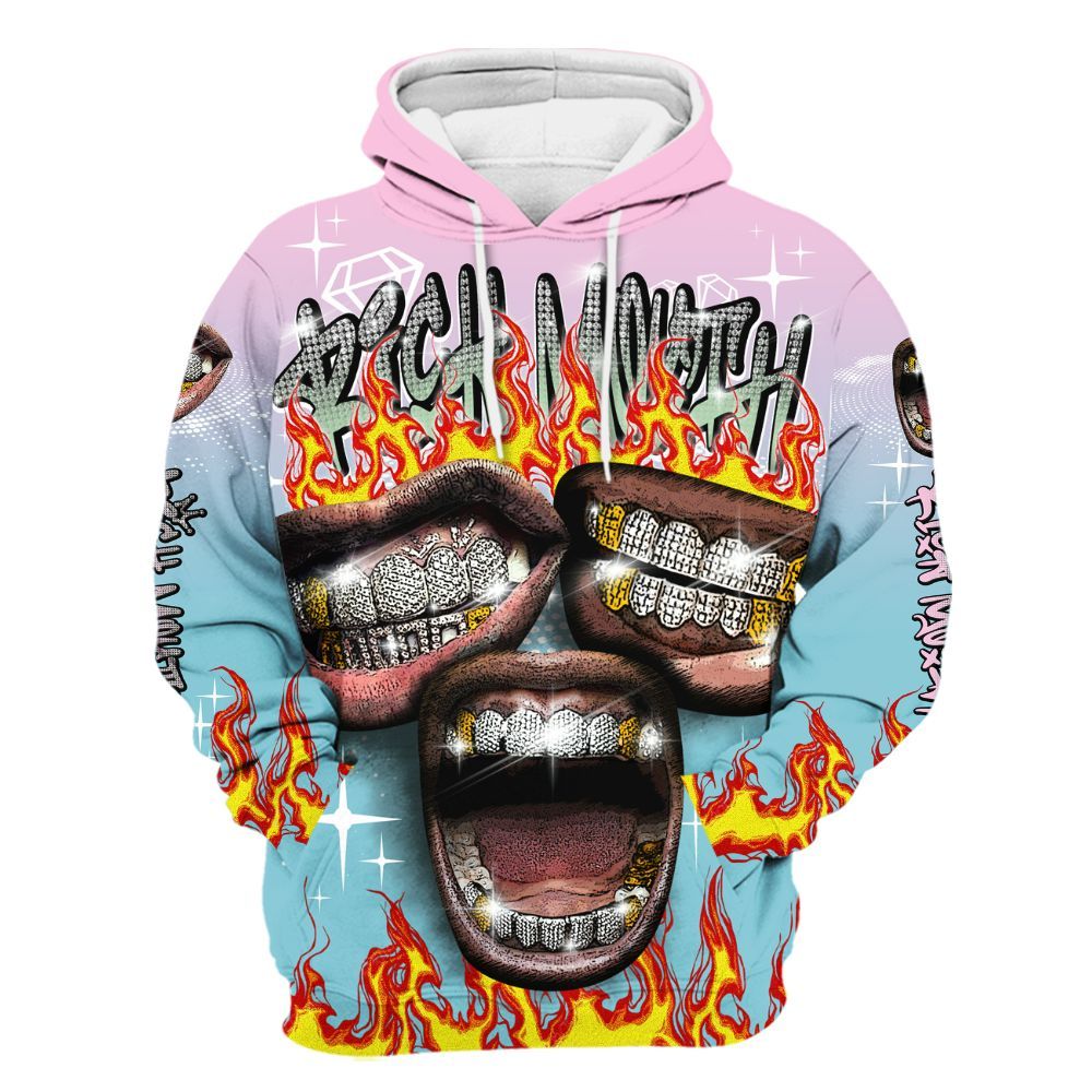 Hoodie To Match SB Dunk Low Visty - Rich Mouth Fire Rap Retro 90s All Over Print