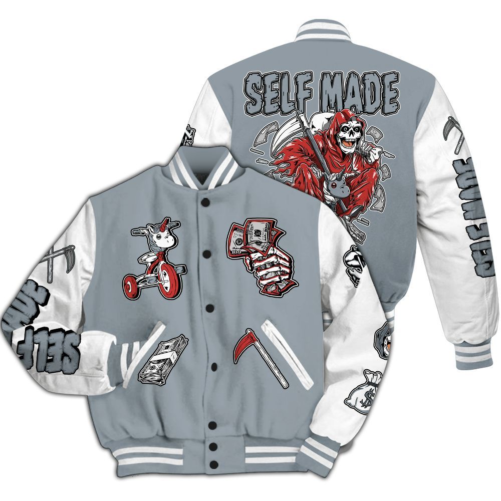 Varsity Jacket To Match Wolf Grey 13s - Self Make Skeleton All Over Print